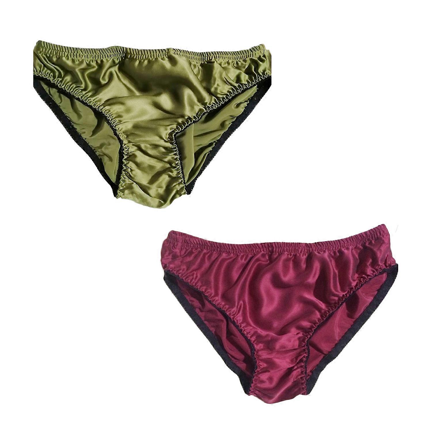 2 قطع الرجال الحرير موجزات التوت الحرير سراويل الرجال سلس الملابس الداخلية مثير بيكيني ملابس البحر