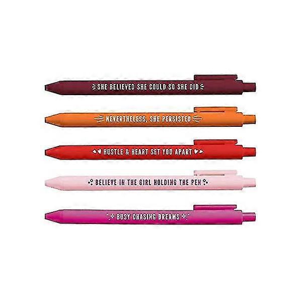 5-pack Rainbow Ballpoint Girls Power Pen Set