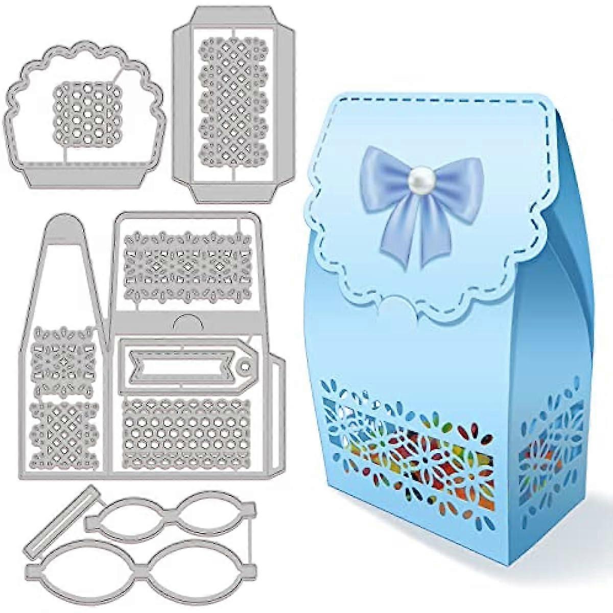 4Pcs 3D Candy Box Frame Cutting Dies Metal Birthday Gift Box Frame Die Cuts Embossing Stencils Template