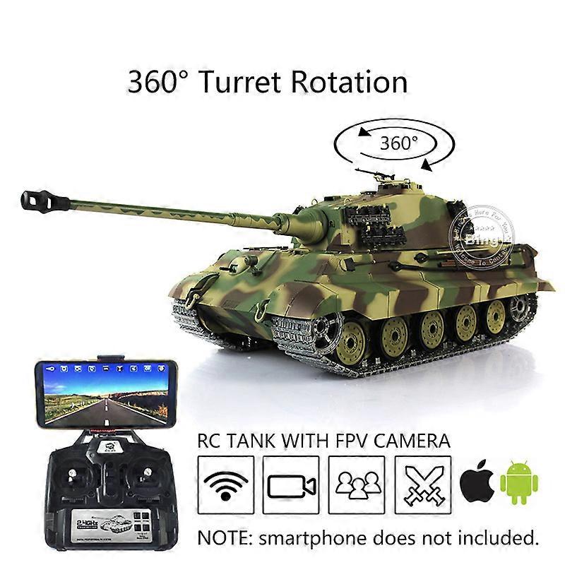 バージョンアップ Ver 1/16 7.0 FPV ドイツ キングタイガー RC戦車 3888A 360砲塔 金属履帯 装甲玩具 TH17527