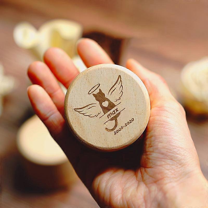 קופסת מזכרת מעץ חריטה לחיות מחמד שן כלב חתול מקרה שיער פרווה מותאם אישית כד זיכרון מתנה שמור על מתנת Sakehair מזכרת לחיות מחמד מס '1 שם לידה - מוות