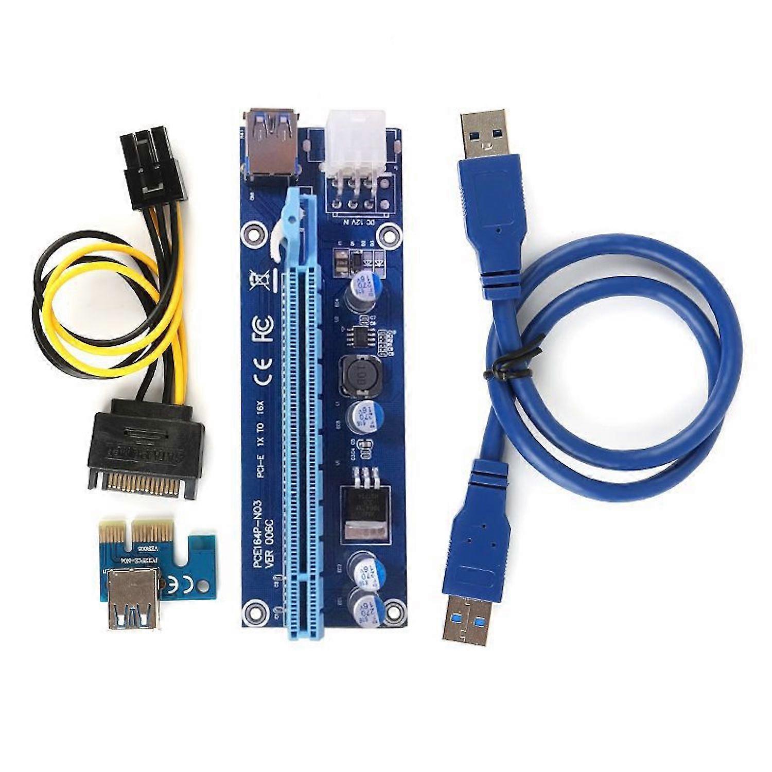 VER006C PCIE PCI-E Riser Card PCI Express 006C 6Pin 1x to 16x Extender USB 3.0 Cable for Video Card