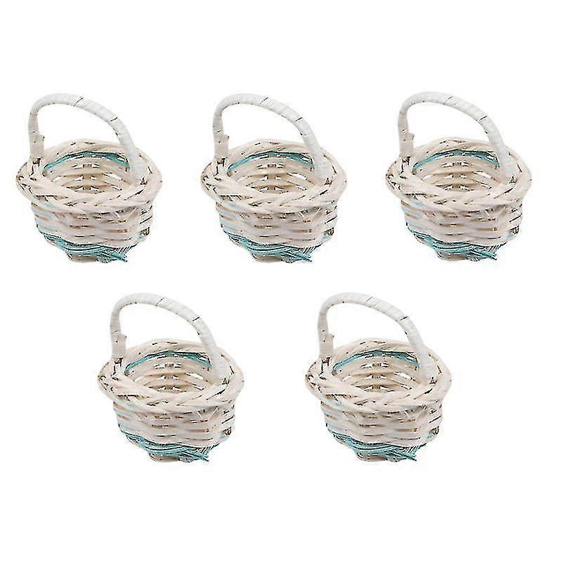 5pcs Mini Pocket-size Baskets Delicate Rattan Weaving Portable Baskets