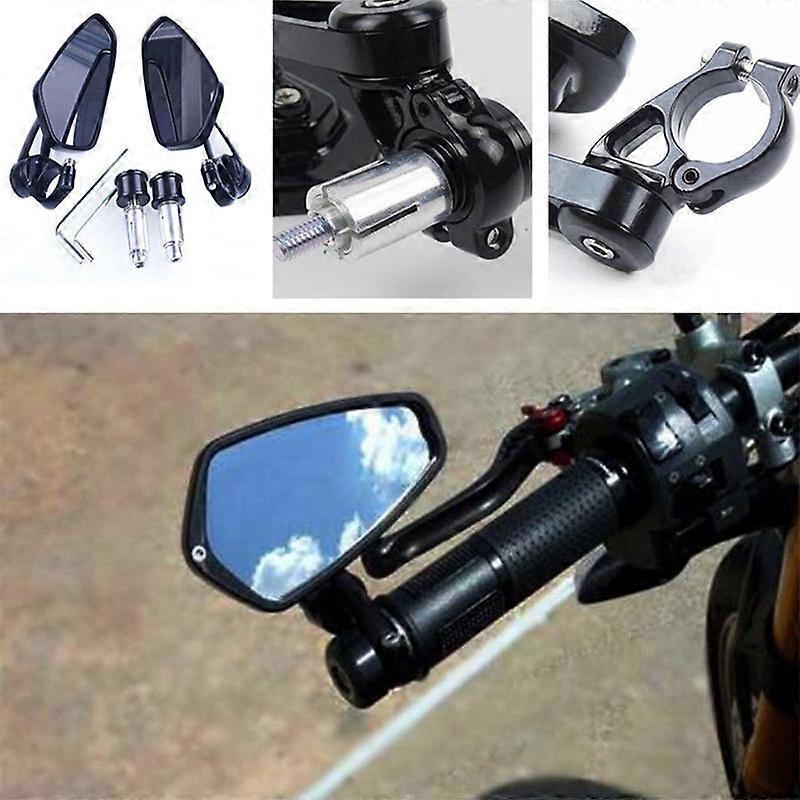 1 Pair 7/8" 22mm Universal Motorcycle Aluminum Rear View Black Handle Bar End Side Rearview Mirrors Motorcycle Accessories