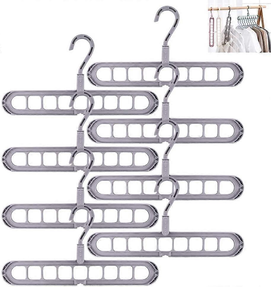 Magic Coat Hanger, Coat Hanger, Multifunctional, Rotatable, Shockproof, Foldable, 8 Pieces for Dormitory, Workplace, Gray