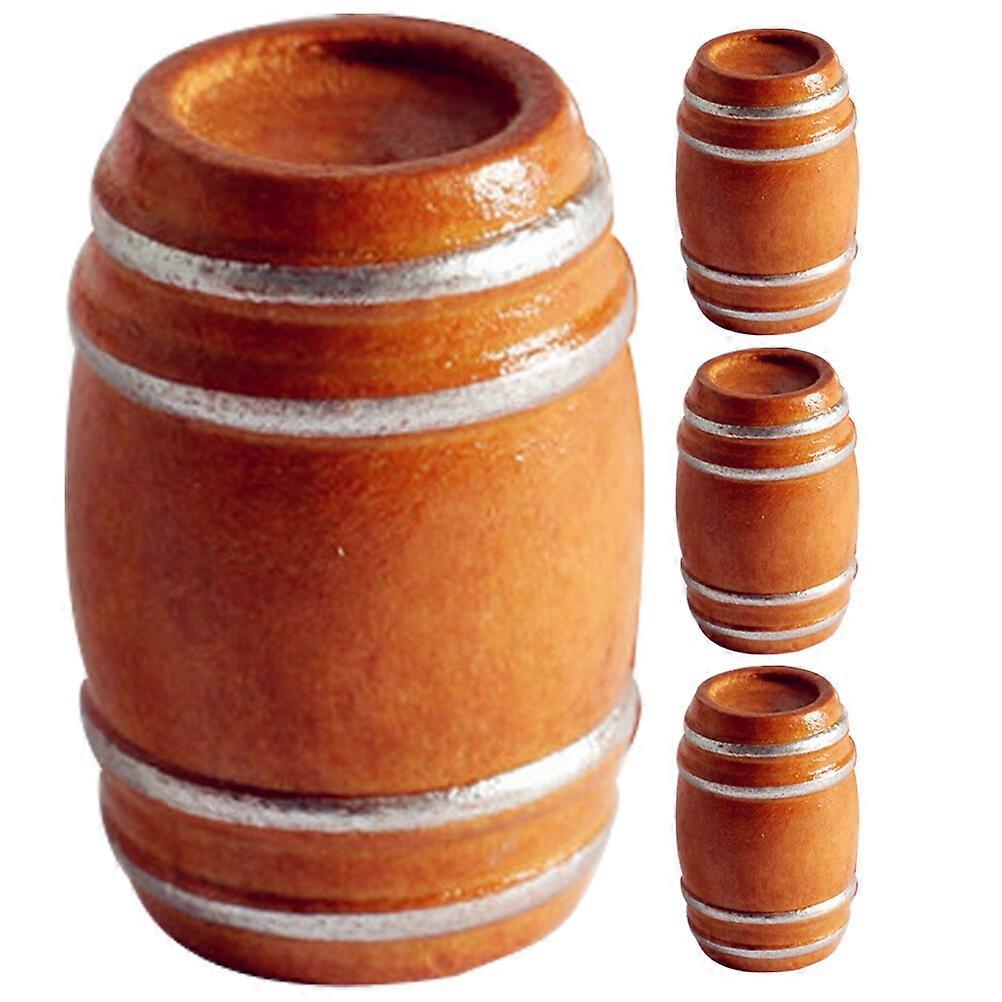 4ks Miniatúrne sudy na pivo Mini House Príslušenstvo k dreveným sudom Drevené sudy Miniatúrne figúrky
