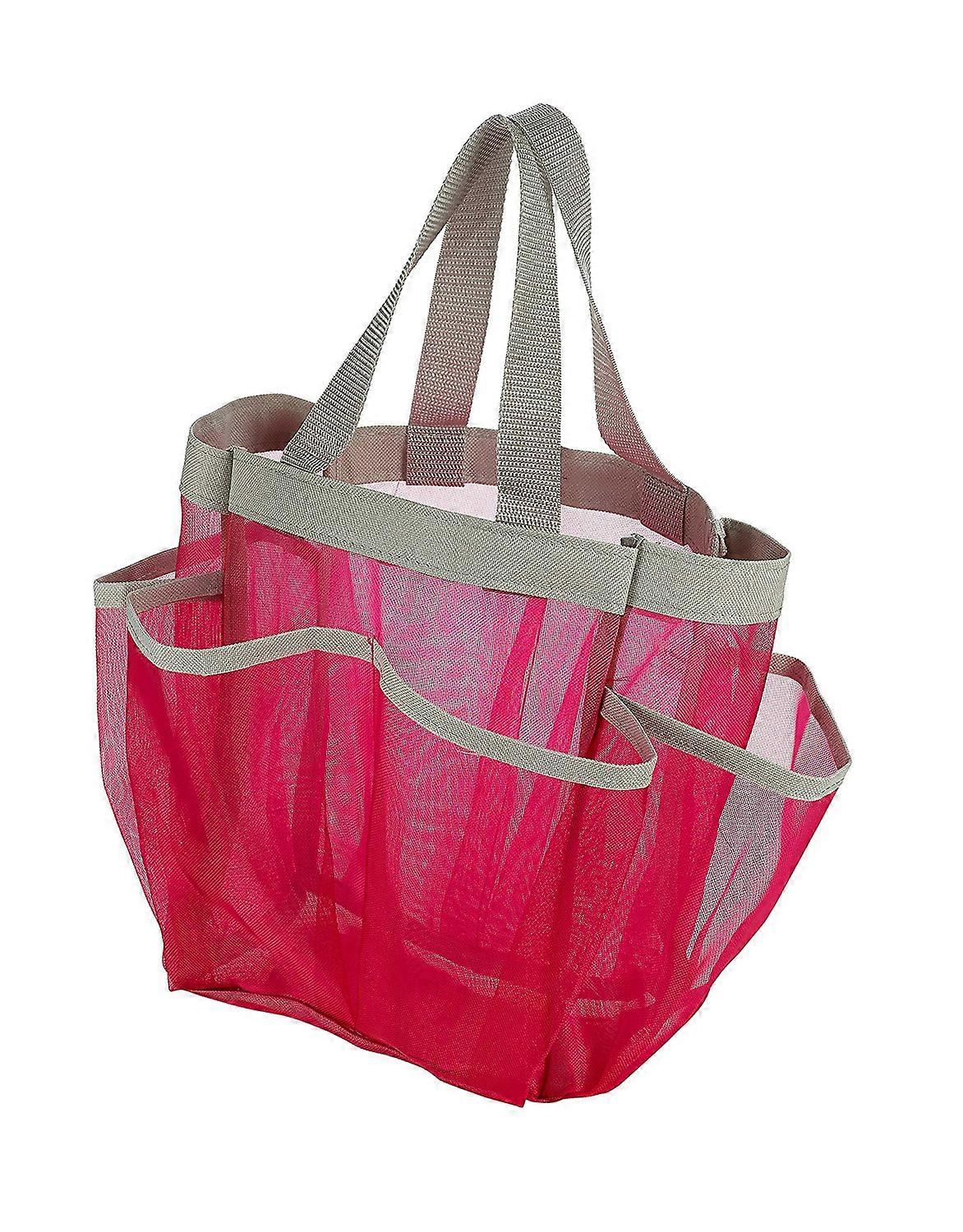 7-Pocket Shower Bag, Pink - Keep Your Shower Essentials Within Easy Reach.