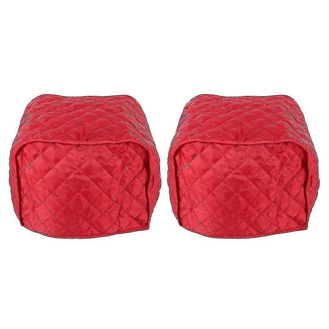 Exquisite Exquisite 2x Polyester Quilted Four Slice Toaster Appliance Dust-proof Cover (red)