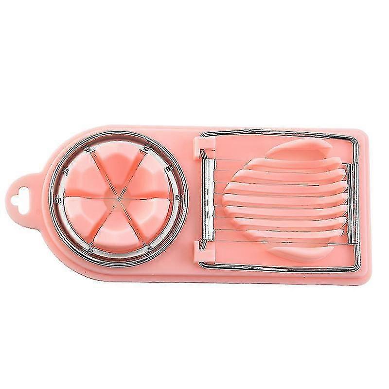 Egg Slicer Multifunctional Boiled Egg Dicer Kitchen Fruit Vegetables Divider Tool (3pcs, Pink)