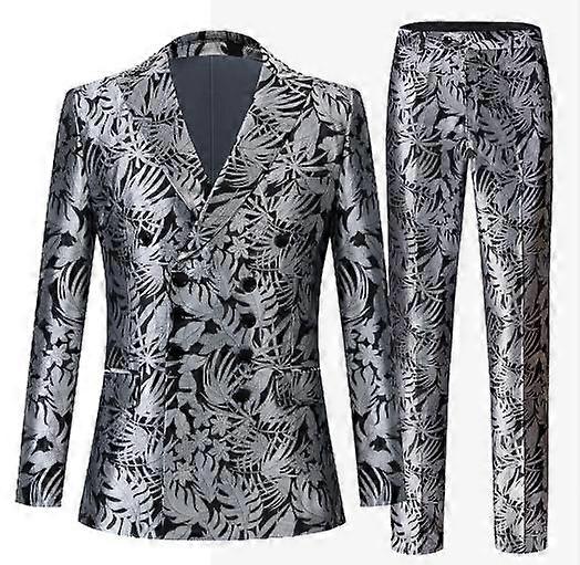 Men's 2 Piece Double Breasted Tuxedo Slim Fit Suit