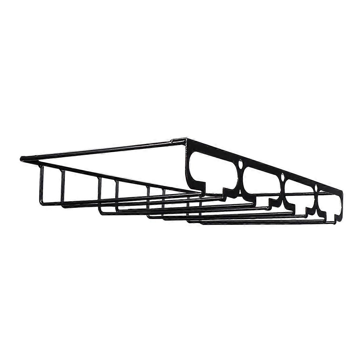 Wine Glasses Hanger Iron Craft Wine Cup Shelf Iron Goblet Holder Frame Hanging Upside Down Wine Cup Rack Display Shelf (Black, Four Rows)