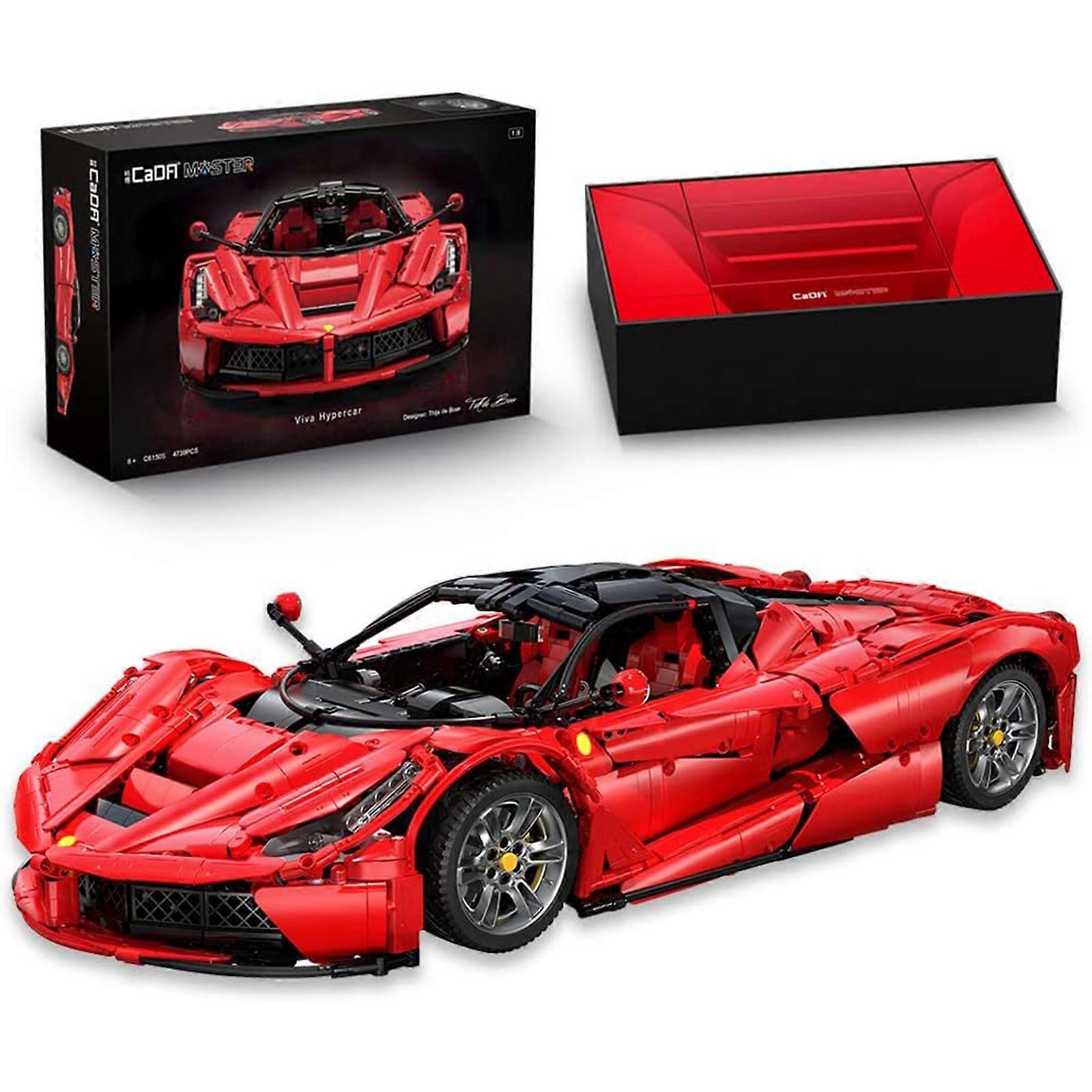 CaDA C61505W LaFer Supercar Building Set, 1:8 Scale Sports Car Building Blocks Kit for Adults, CADA Bricks Viva Hypercar, Collectible Motorsport MOC C