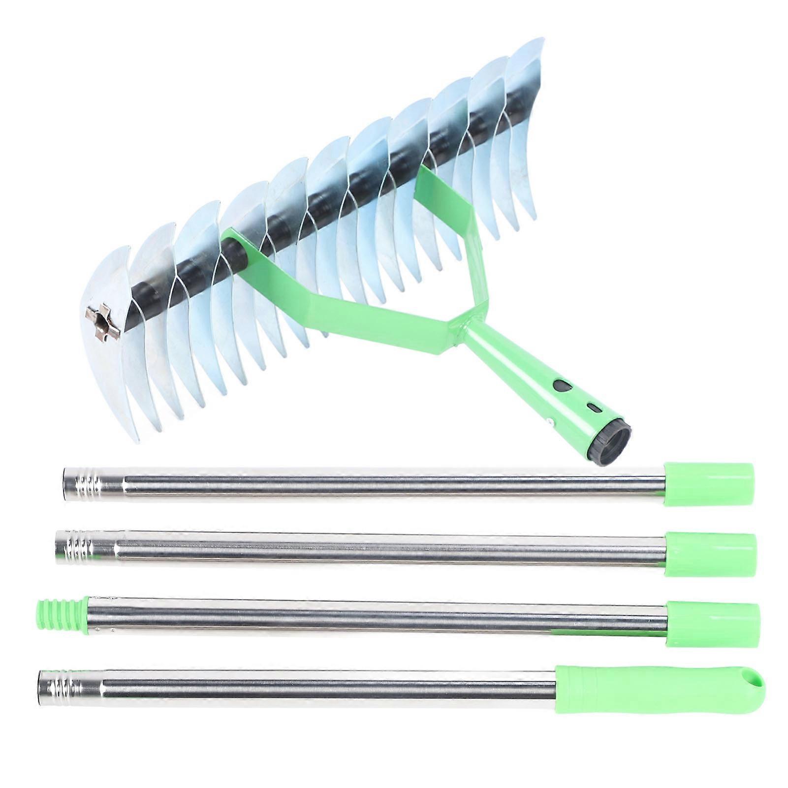 1.7m Alloy Steel Thatch Rake Gardening Tool for Cleaning Dead Grass and Loosening Soil