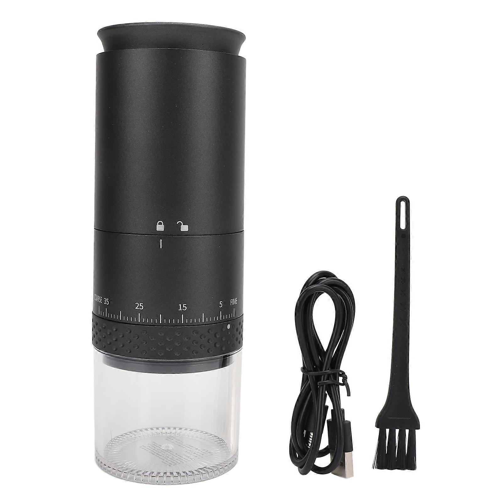 One Touch Coffee Grinder, 110ml Capacity, Removable Chamber, 38 Speeds, USB Rechargeable, Black
