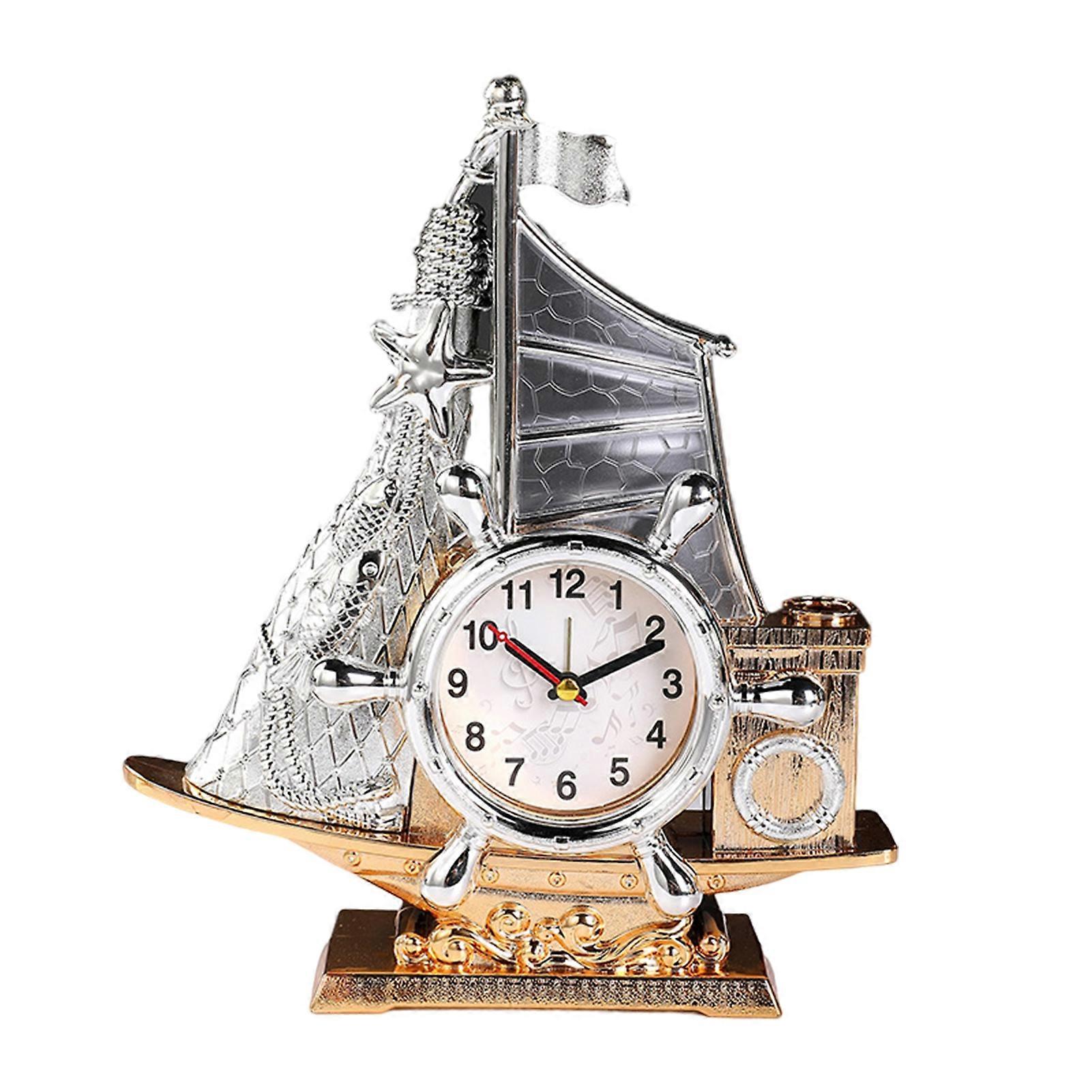 Table Clock Eye-catching Realistic Looking Plastic Non-ticking Battery Operated Alarm Clock Desktop Ornament for Home Qinhai