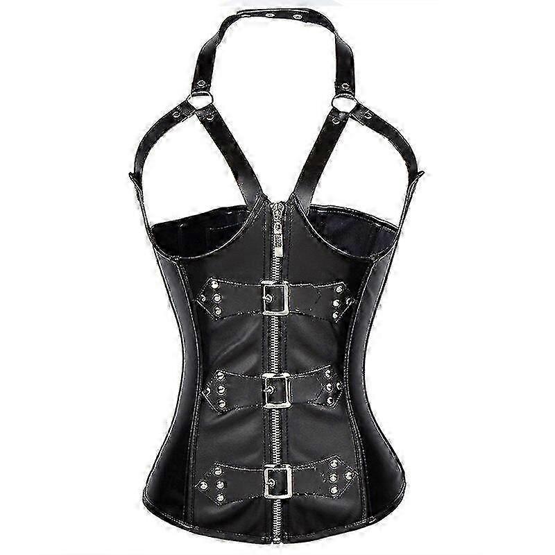 Hot Sexy Waist Trainer Corsetto In Ecopelle Open Bust Steampunk Zipper Corsetti E Bustier Plus Size Underbust Corselet Body Sha