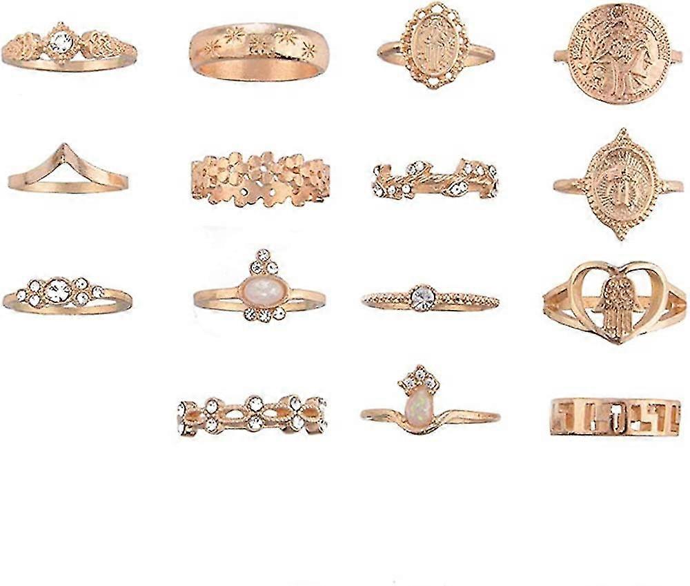 10pcs Bohemian Retro Vintage Crystal Joint Knuckle Ring Sets Bagues de doigts