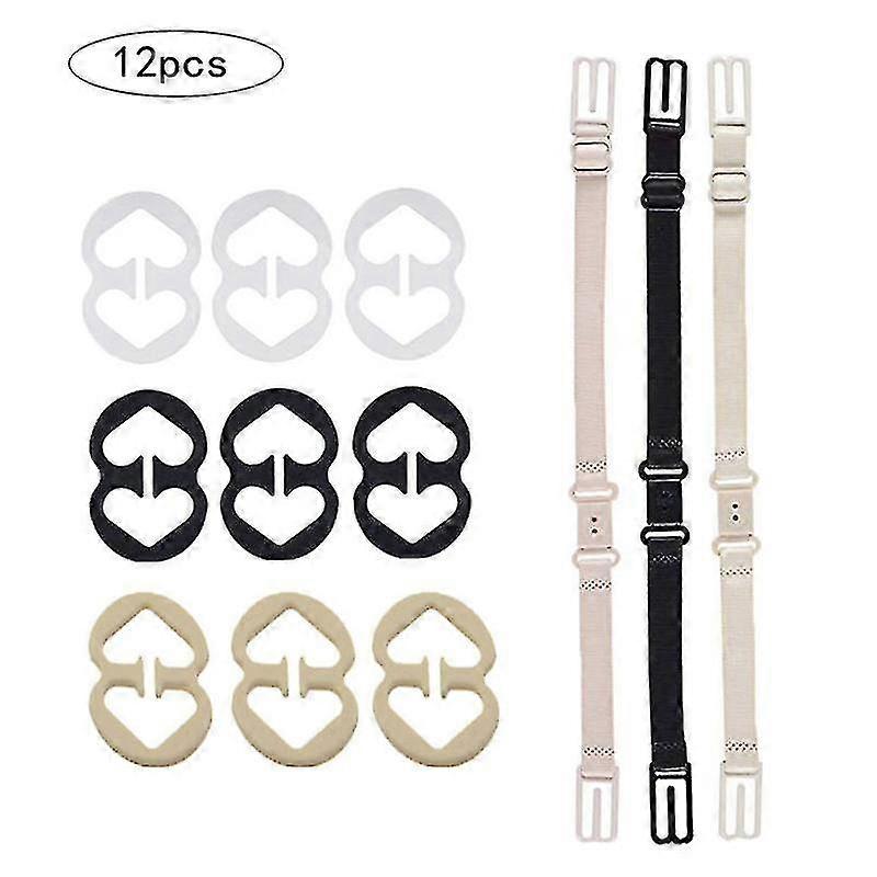 Bra Straps, 3 Pcs Non-slip Bra Straps Elastic Adjustable Bra Straps With 9 Pcs Bra Clips, For Full Cup Size