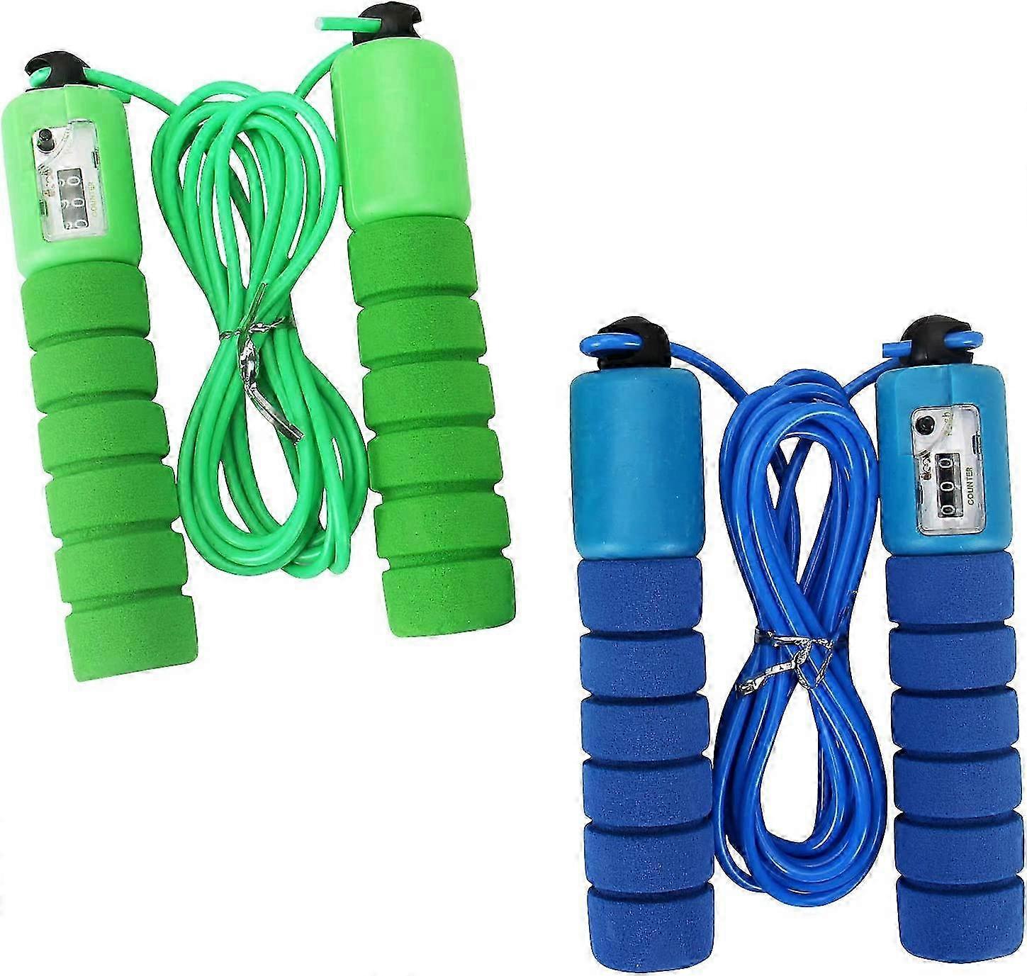 Children Jump Rope with Counter, Adjustable Kids  Jump Speed RopeGreen+blue