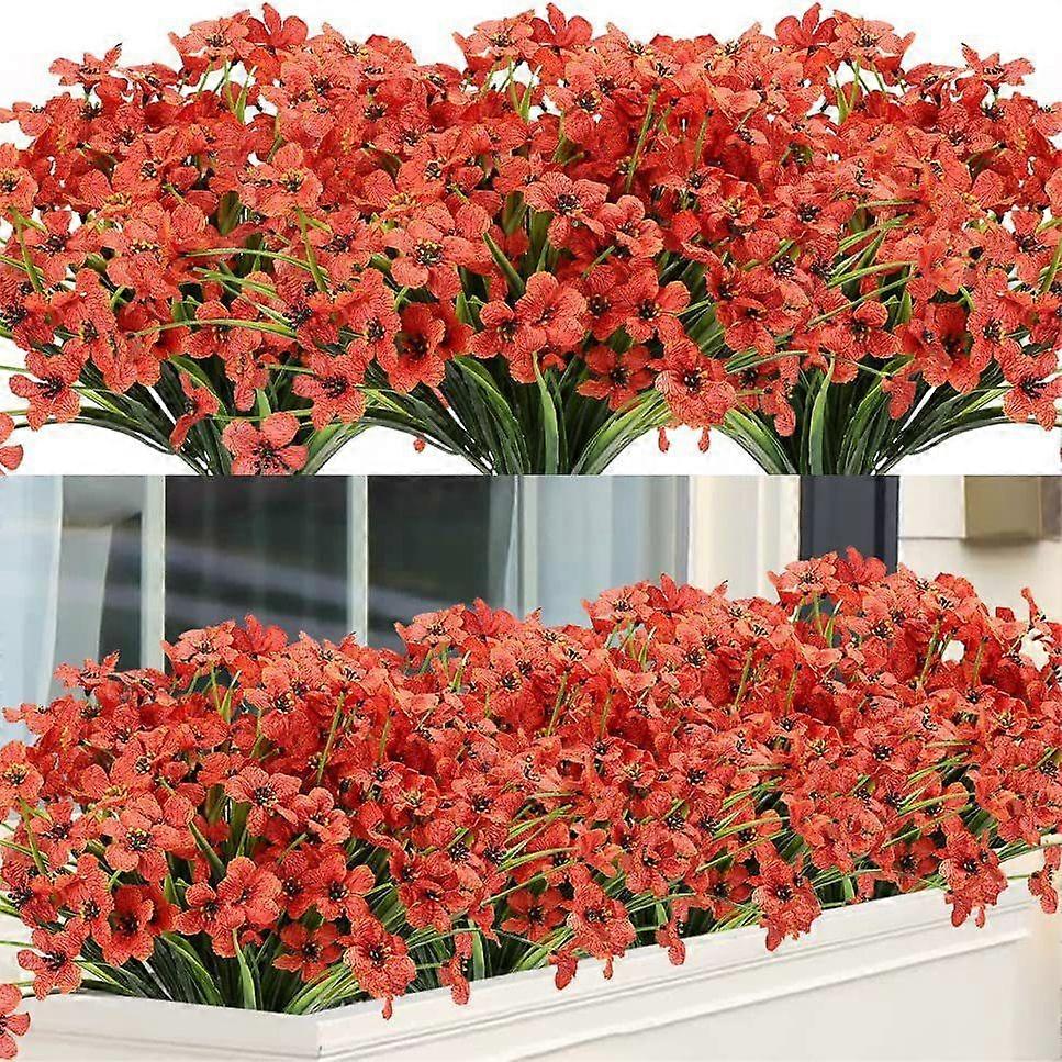12pcs Uv Resistant Outdoor Artificial Plants And Flowers