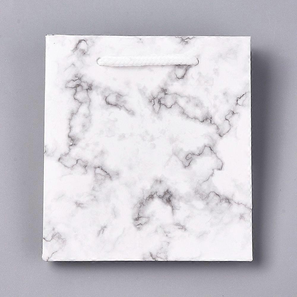Marble Pattern Paper Gift Shopping Bags with Handle for Wedding Birthday Baby Shower Recycled Bag Rectangle White 12x11x1cm Unfold: about 12x10.9x5.7c