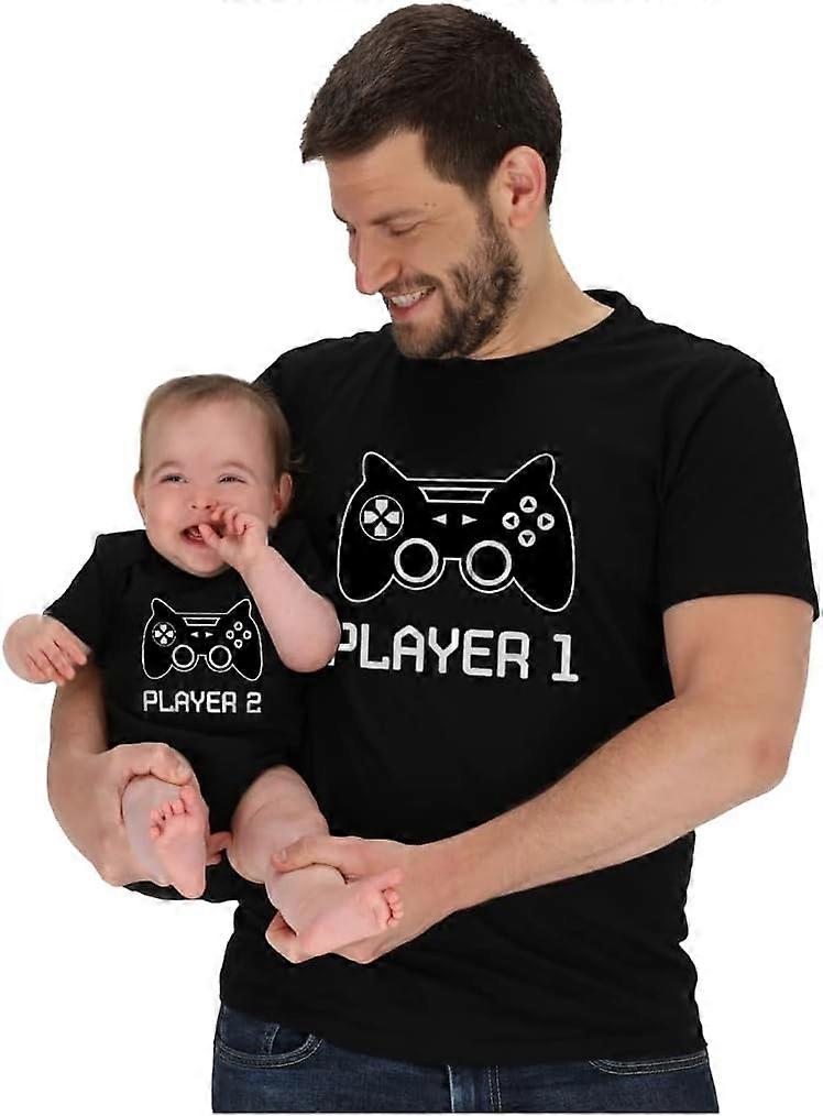 Gamer Dad and Baby Matching Outfits Gifts for New Dads Player 1 & Player 2 Funny Fathers Day Daddy a