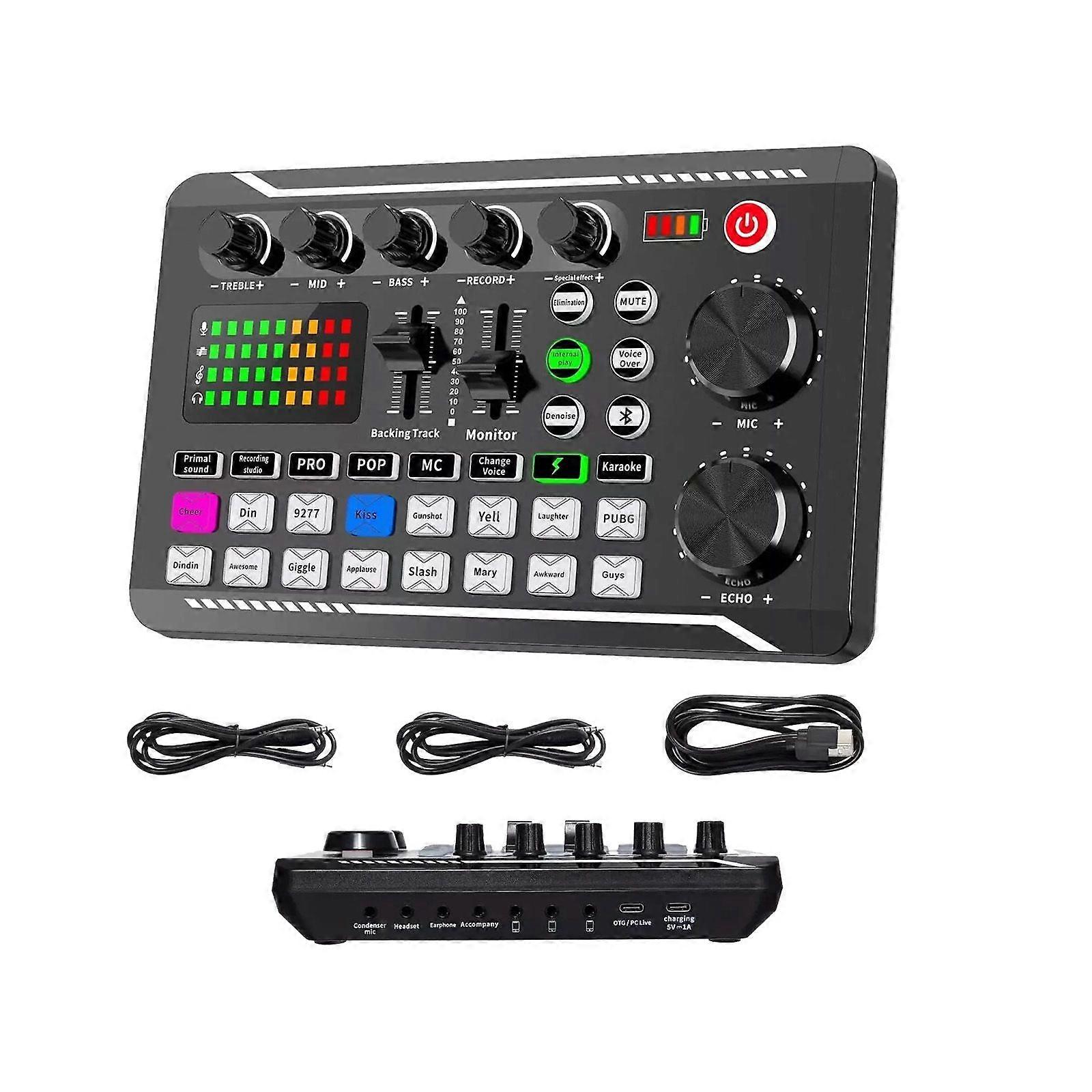 Live Sound Card and Audio Interface WithDJ Mixer and Voice Changer for Streaming