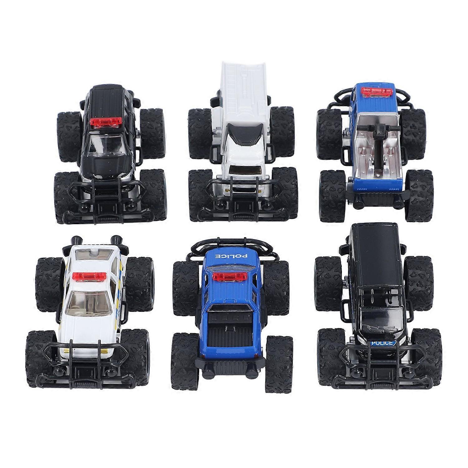 6 Pcs Pull Back Car 11cm X 7cm Plastic Friction Pullback Mini Vehicle Model Toy with Openable Side D