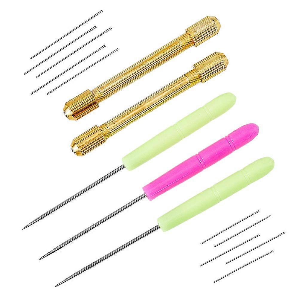 Doll Hair Making Supplies Including Iron Doll Hair Rerooting Tool & Punch Awls Alloy Hand Drill Handle Mixed Color 41x1mm