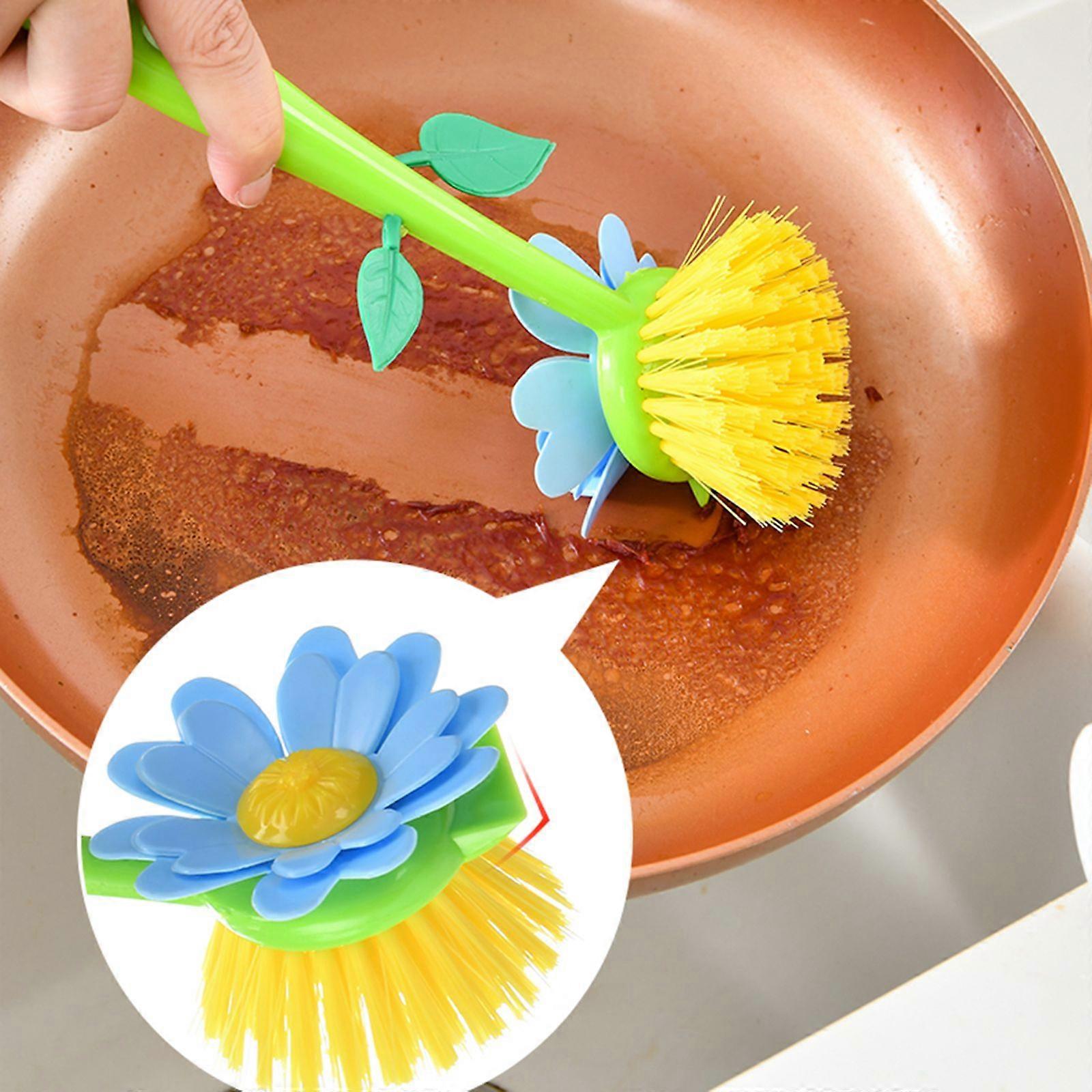 Bestselgere-rabatt 28% Rengjøring Tool Oppvaskbørste Blomst Form Langt håndtak Scrubber For Kitchen
