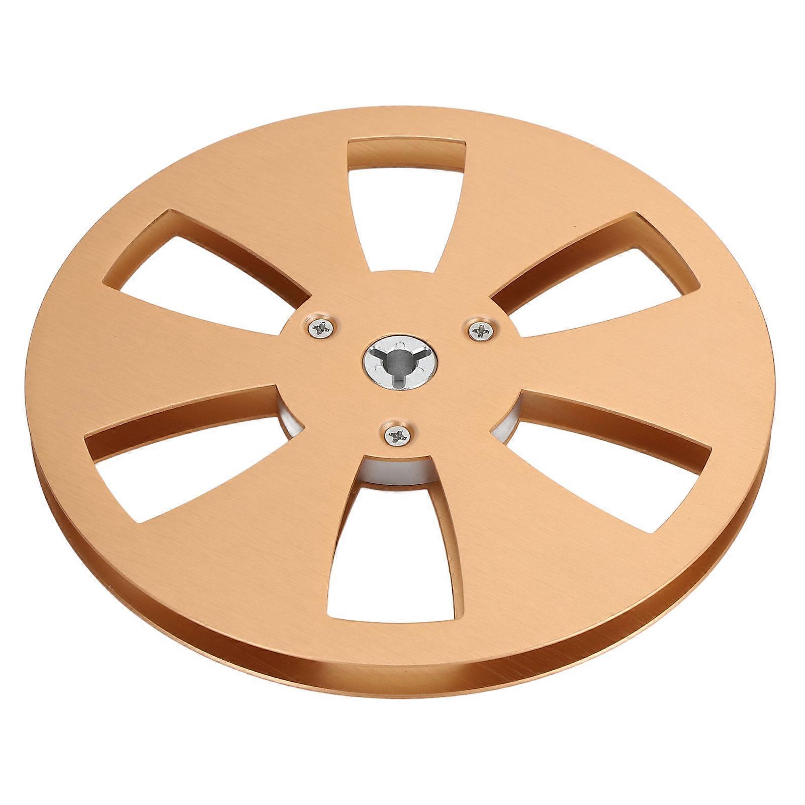 1/4 7 Inch Empty Tape Reel 6 Hole Aluminum Alloy Universal Open Reel Sound Tape Empty Reel for NAB Reel to Reel Tape Gold
