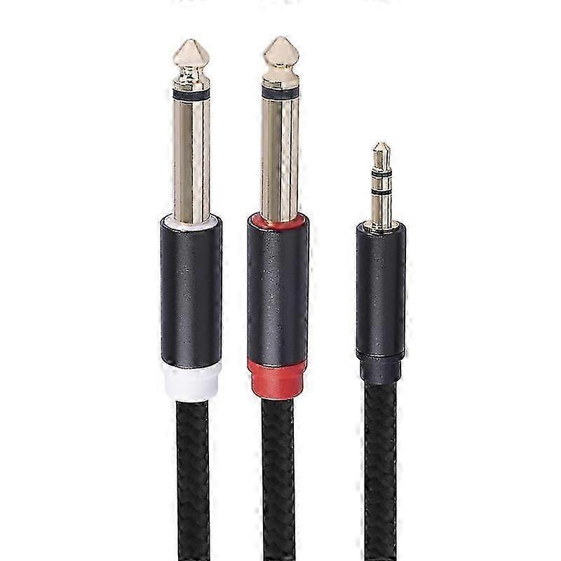 Stereo Audio Speaker Computer Cable Y Splitter Cord 3.5mm To Double 6.35mm