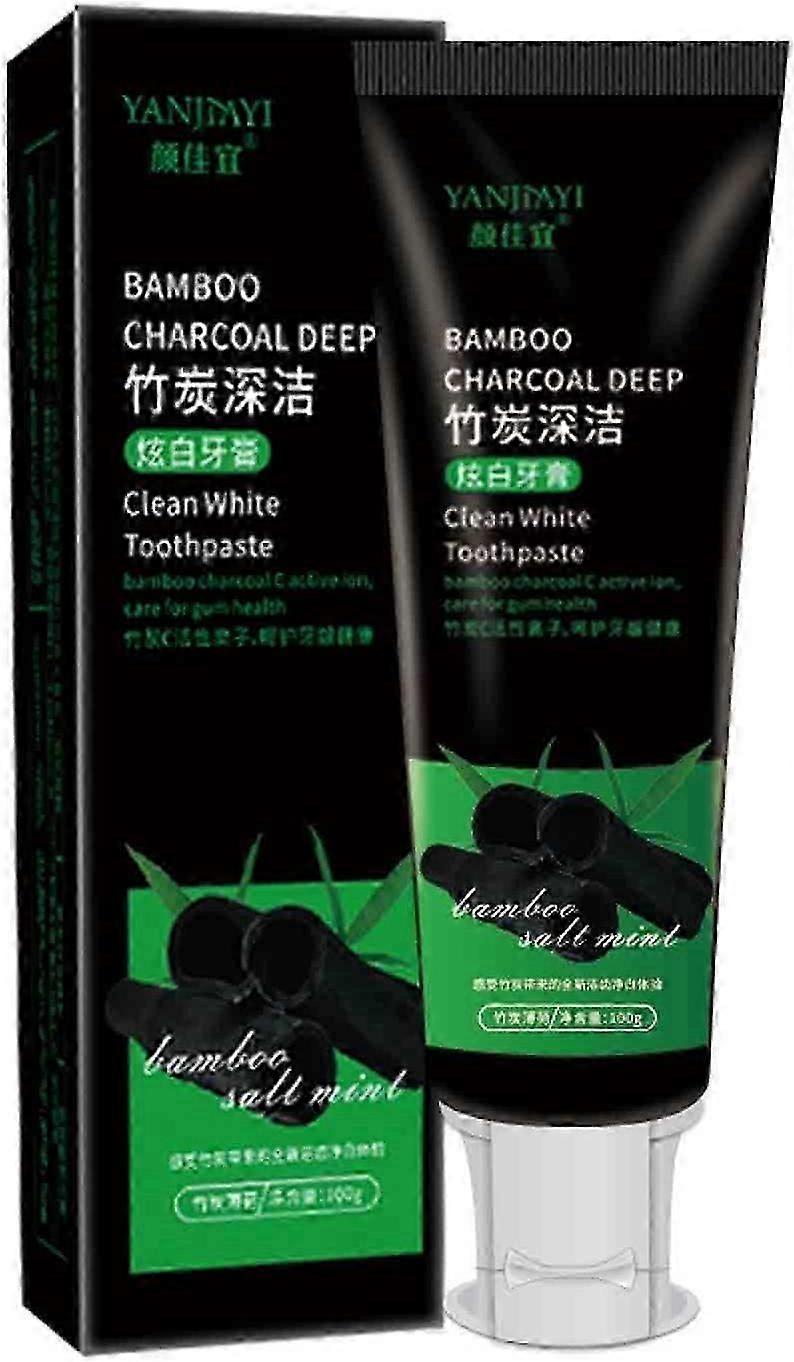 Activated Carbon Bamboo Charcoal Toothpaste, 100g Whitening Toothpaste with Activated Carbon, Fresh Breath, Remove Tooth Stains