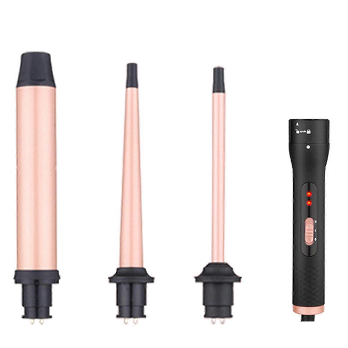 3 in 1 Curling Wand Set with 3 Interchangeable Ceramic Beach Waves Wands