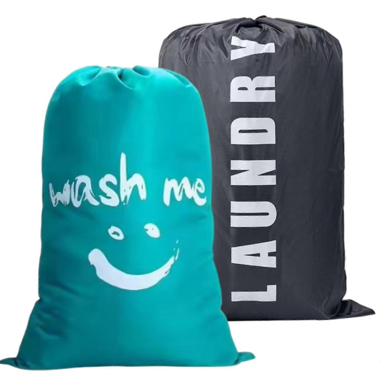 Vacuum -2pcs drawstring laundry bag - gray+blue