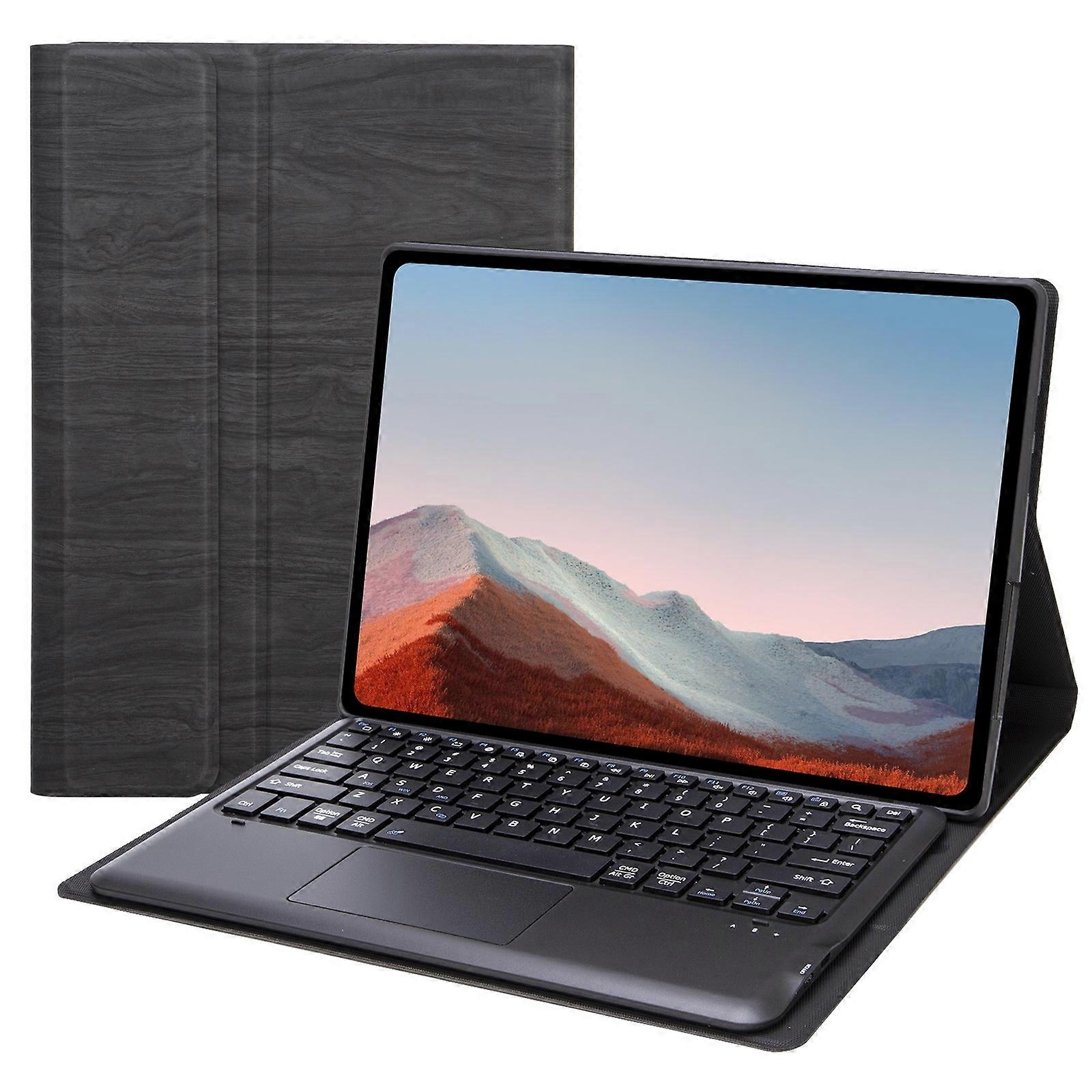SF109-A Tree Texture Bluetooth Clavier Étui en cuir avec pavé tactile pour Microsoft Surface Pro 4 / 5 / 6 / 7 (Noir + Noir)