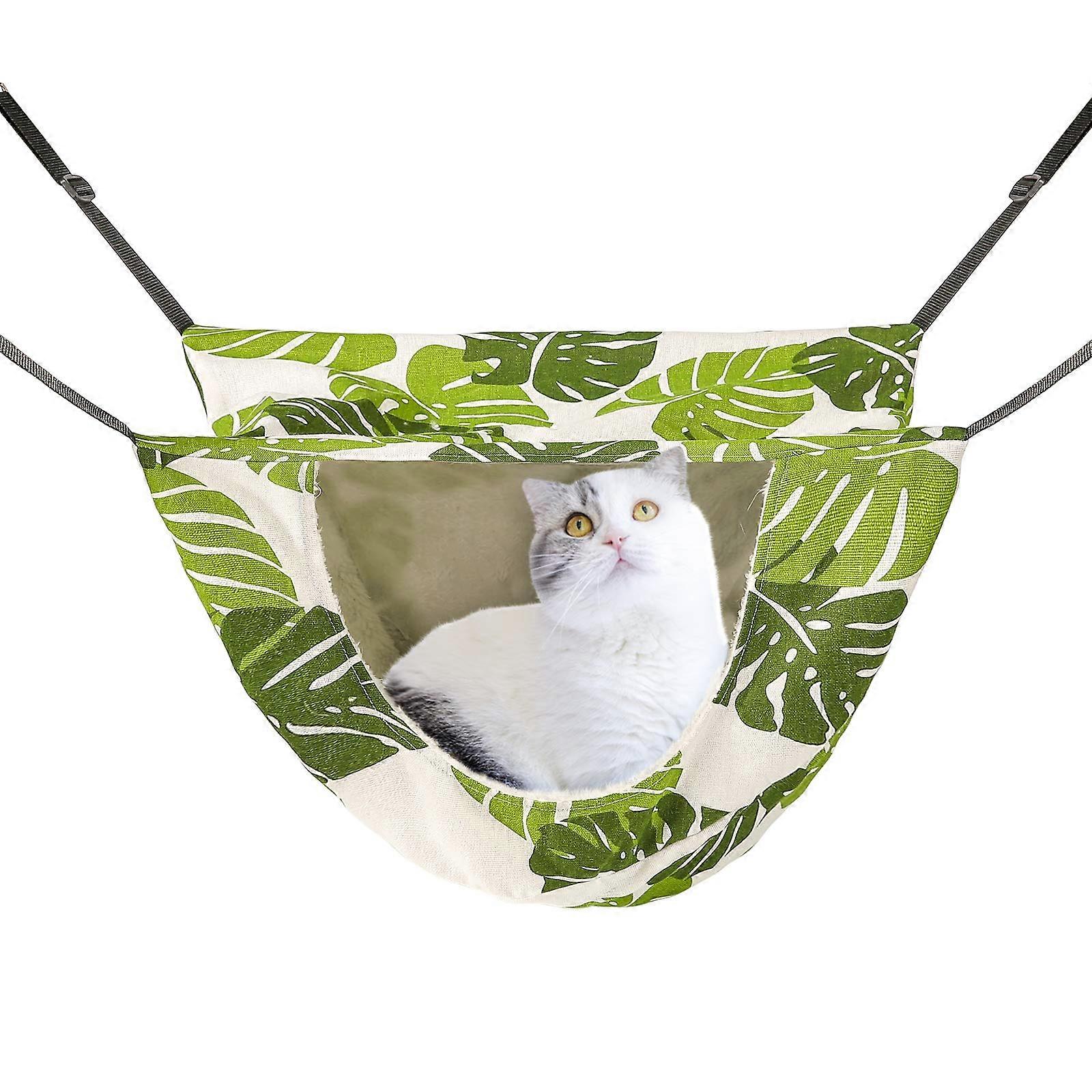 Double Layer Cat Cage Hammock for Indoor Cats, Durable Fabric, Space-Saving Design, Compatible with Most Cages