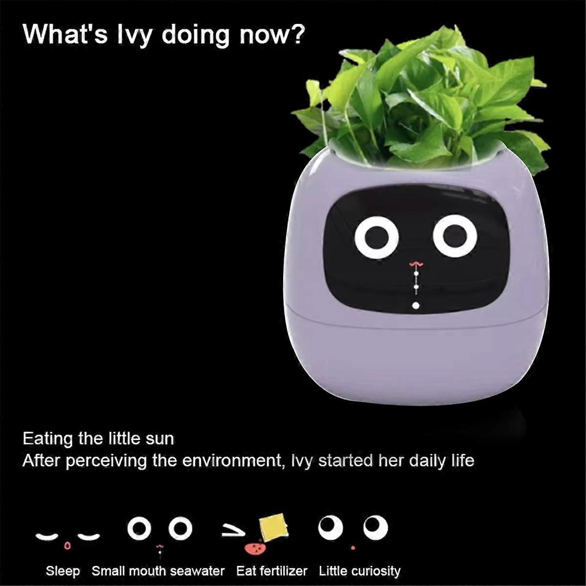 AI Pet Flowerpot Planting Robot 7 Smart Sensors Smart Planter Plant Time Temperature Display Flower