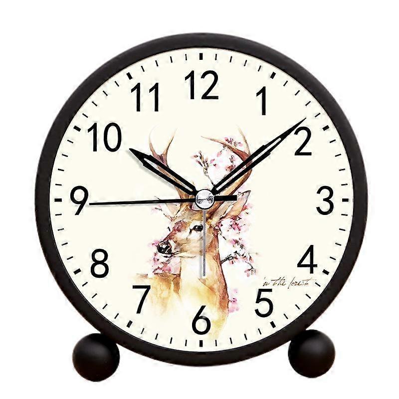 Analog Alarm Clock 4 Inch, Battery Powered Non-Tick Silent Small Desk Clock with Night Light Desk Clock for Nightstand Bedroom