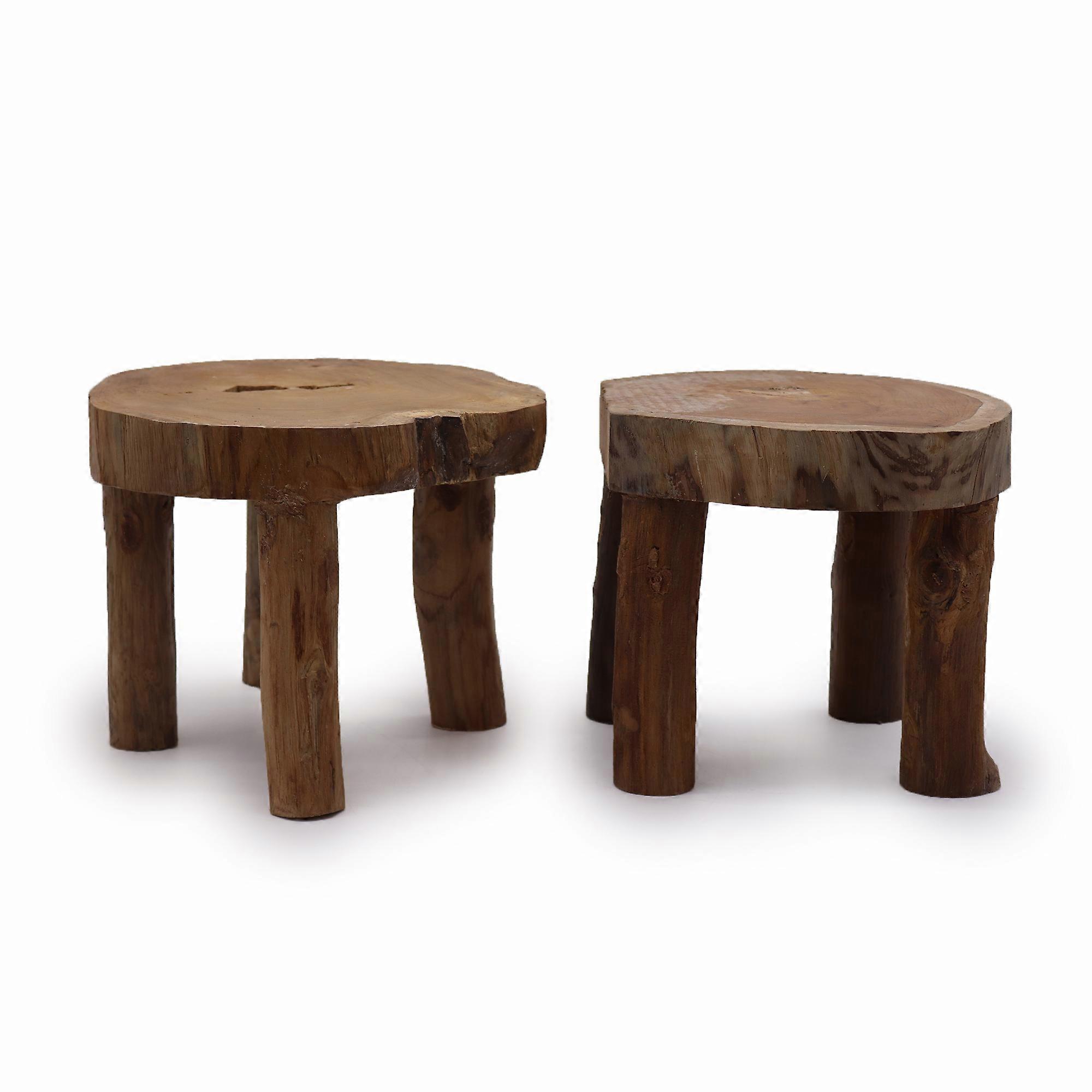 2x of Higher Teak Pad Display 27x20cm Natural Teak Display