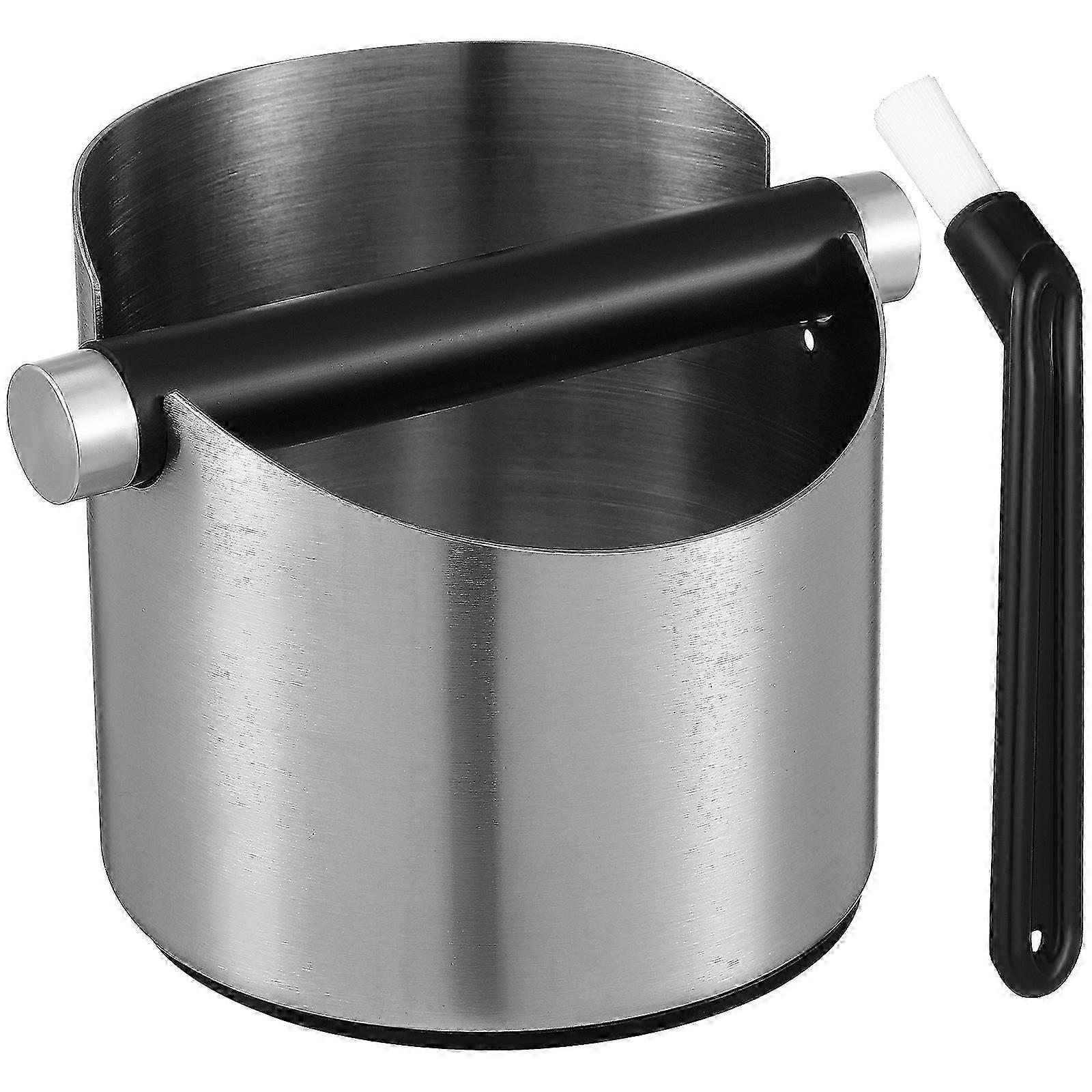 1 Set Coffee Powder Holder Coffee Knocking Box Knock Box Coffee Powder Dump Bin with Clean Brush