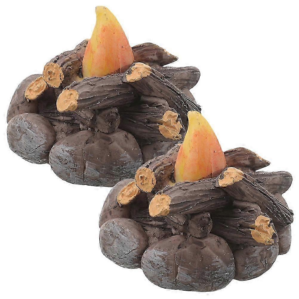 2pcs Miniature Campfire Model Mini House DIY Campfire Model Micro Landscaping Campfire Decor