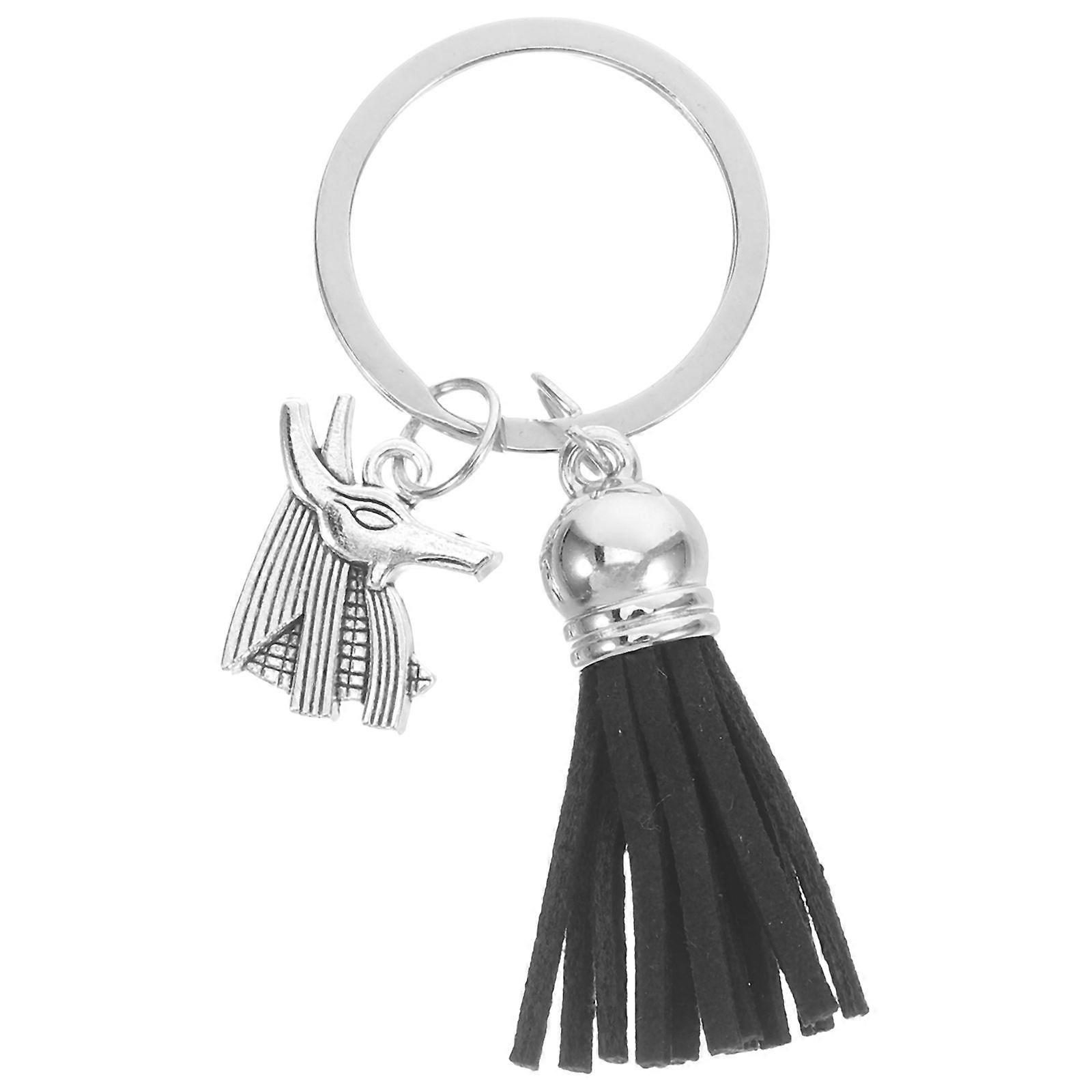 Creative Ancient Egyptian Anubis Tassel Keychain Unique Metal Anubis Charm for Keychain Decoration Bag Wallet Keychain Accessory