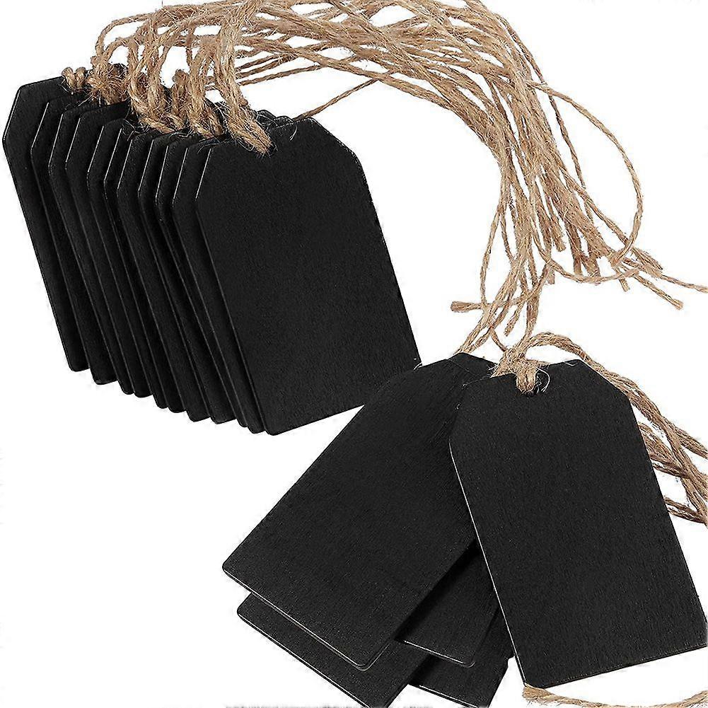 20Pcs Chalkboard Tags Hanging Wooden Mini Chalkboard Signs , Hanging Chalkboard Labels,Message Tags, Black