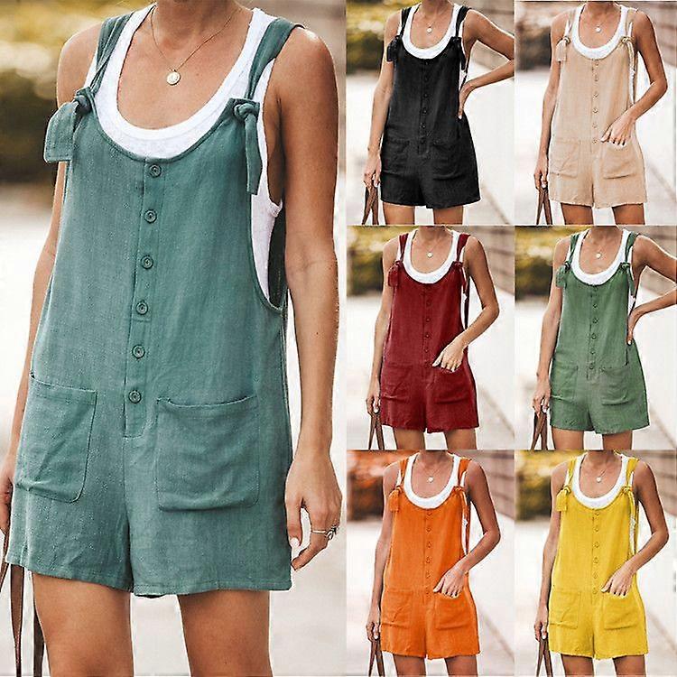 2022 new fashion women's women's U-neck cotton and linen overalls