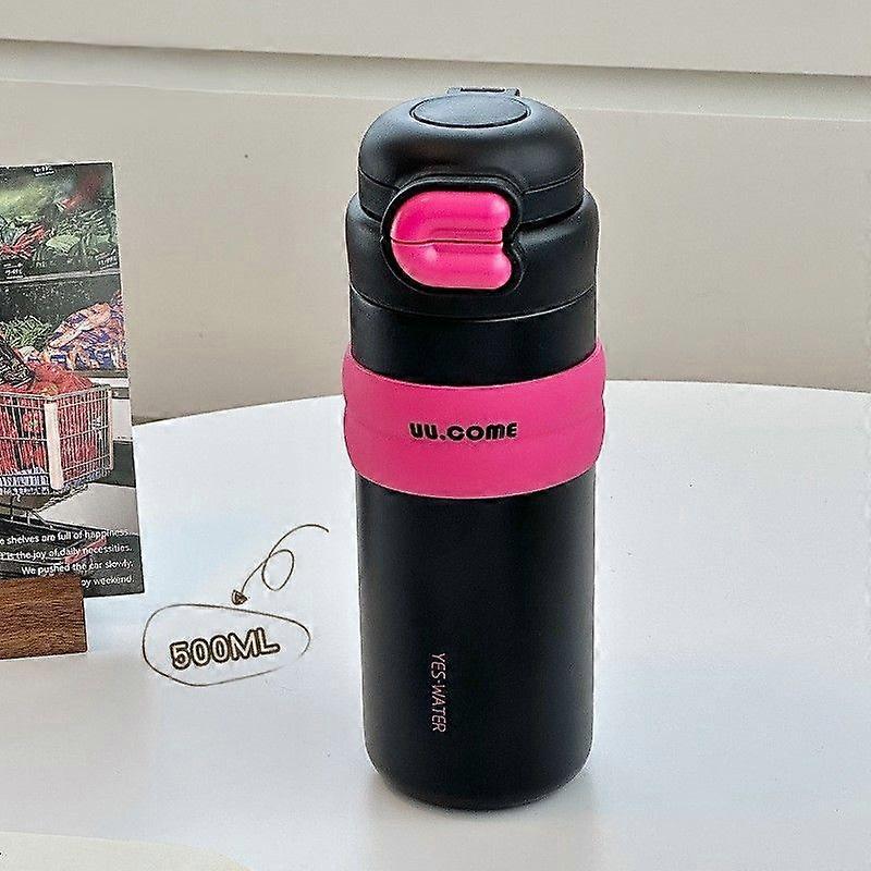 16 oz Insulated Stainless Steel Water Bottle for Sports,Travel,and School BPA-Free Sports Water Bottle-Black