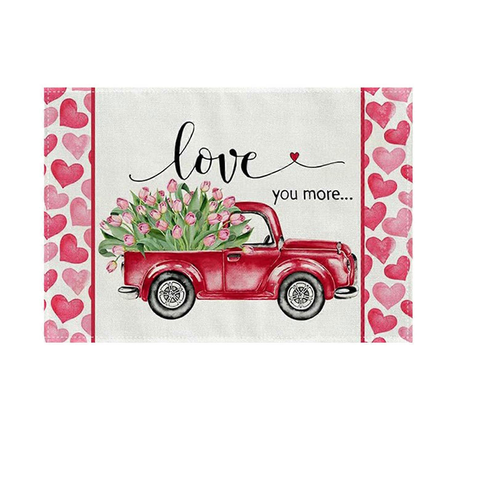 Valentine's Day Linen Placemat Love Table End Table Decorated With Heat-insulating Tablecloth Durable