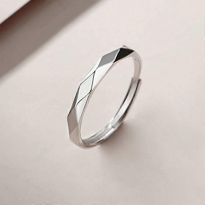 خاتم قابل للتعديل فضة 925 فضة إسترليني خاتم نسائي ، مصقول / أوجه قطع خواتم رقيقة ، خواتم خطوبة قابلة للتكديس ، خواتم صداقة ومتساوية
