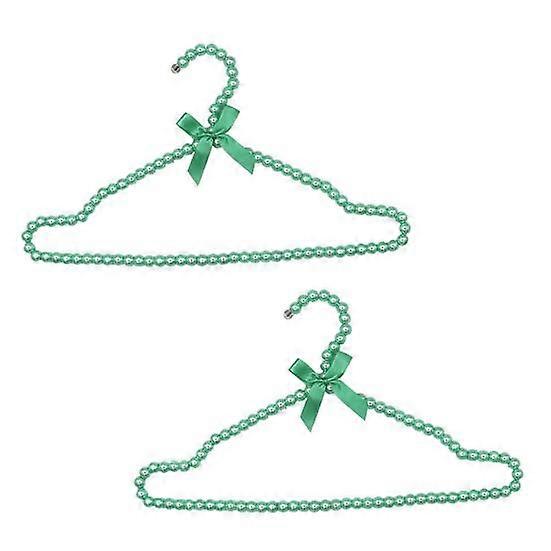 2Pcs Fake Pearl Design Clothes Hanger with Bow Knot Plastic Shop Display Faux Pearl Rack Home Accessories