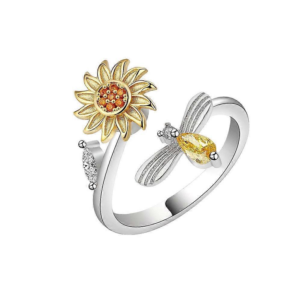 Open Ring Sunflower Rotating Ring Women's Fashion Decompression Sunflower Ring